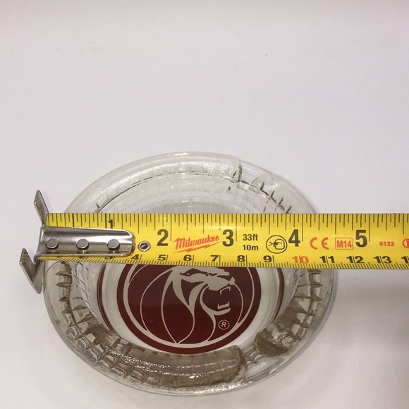 Vintage Las Vegas MGM Grand Hotel Casino Glass Ashtray Red Lion Head Logo Retro - Picture 5 of 6